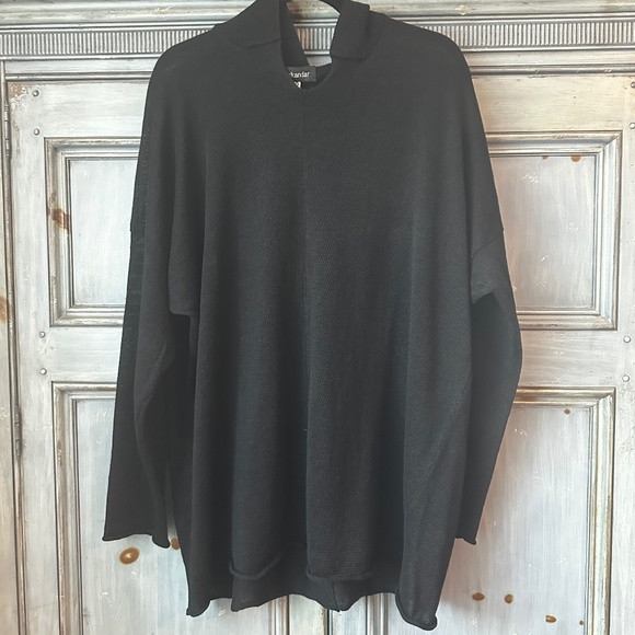 Eskandar Black Linen Over Sized Hooded Sweater Size 0 (S) - Picture 1 of 11